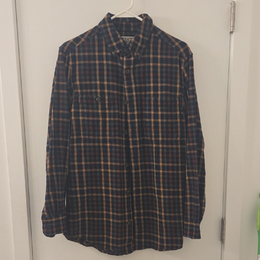 Duluth Trading Company Flannel, Men's Medium, Slim Fit, Navy/Brown/Red